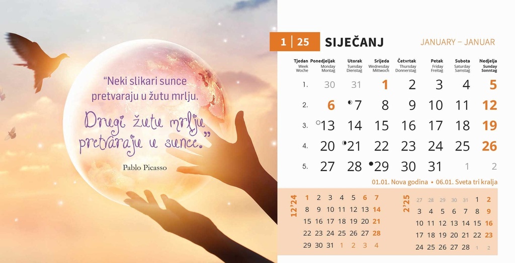 "MOTIVACIJSKI" 13 list., dim: 20,5x14,5 cm, stolni kalendar, koverta, P/100