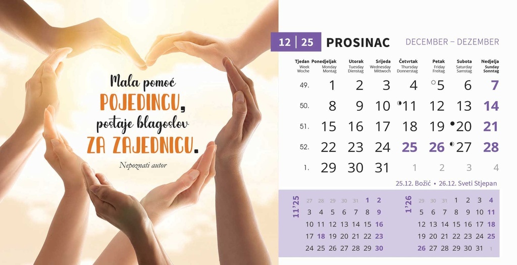 "MOTIVACIJSKI" 13 list., dim: 20,5x14,5 cm, stolni kalendar, koverta, P/100