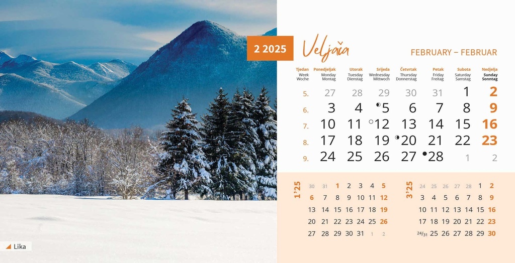 "PRIRODA" 13 list., dim: 20,5x14,5 cm, stolni kalendar, koverta, P/100
