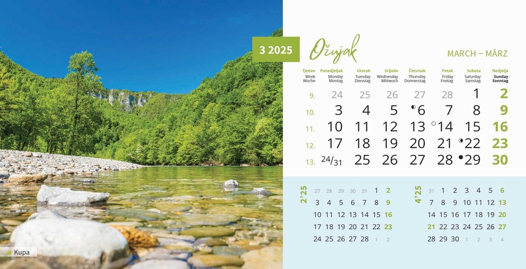 "PRIRODA" 13 list., dim: 20,5x14,5 cm, stolni kalendar, koverta, P/100
