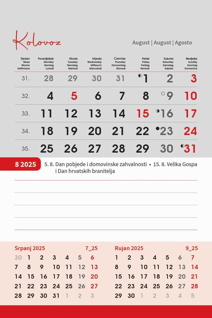 "TRODJELNI STOLNI VERTIKALNI" 12 list., dim: 10x19 cm, stolni kalendar, P/100