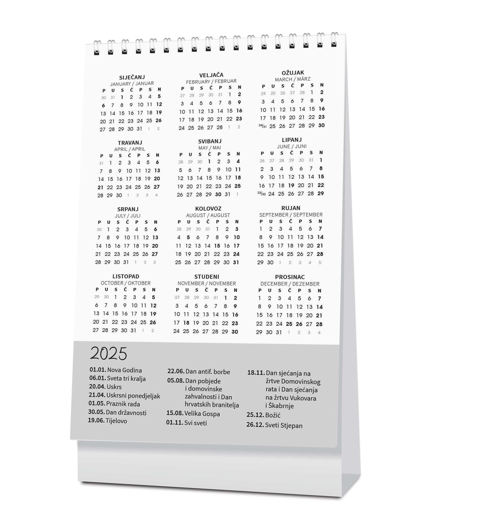 "TRODJELNI STOLNI VERTIKALNI" 12 list., dim: 10x19 cm, stolni kalendar, P/100