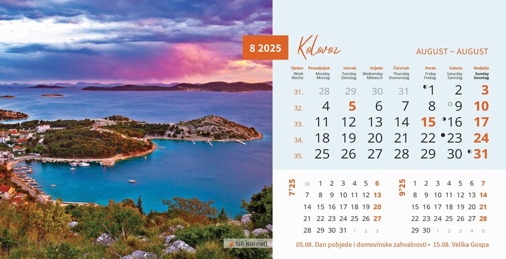 "NACIONALNI PARKOVI HRVATSKE" 13 list., dim: 20,5x14,5 cm, stolni kalendar, koverta, P/100