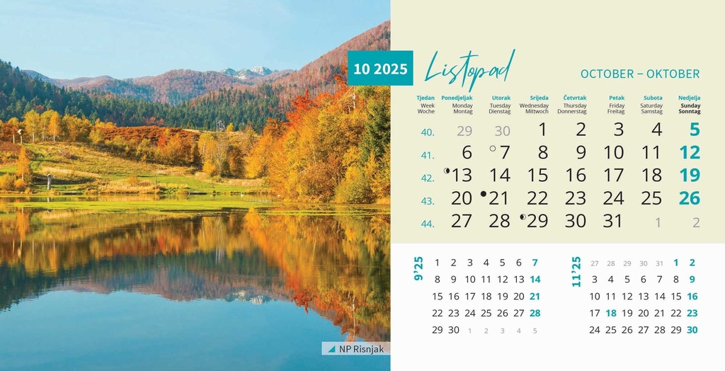 "NACIONALNI PARKOVI HRVATSKE" 13 list., dim: 20,5x14,5 cm, stolni kalendar, koverta, P/100