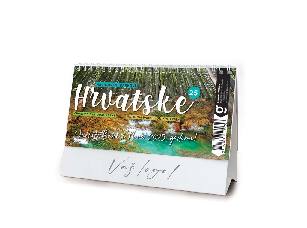 "NACIONALNI PARKOVI HRVATSKE" 13 list., dim: 20,5x14,5 cm, stolni kalendar, koverta, P/100