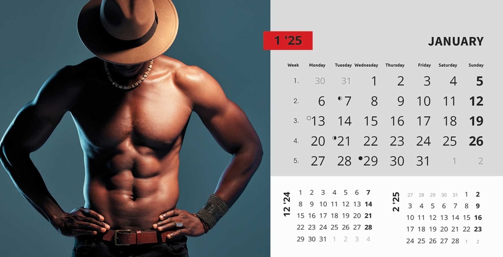 "MASCULINE" 13 list., dim: 20,5x14,5 cm, stolni kalendar, koverta, P/100