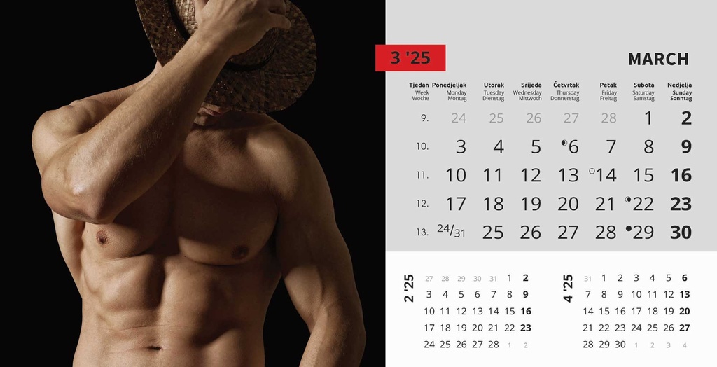 "MASCULINE" 13 list., dim: 20,5x14,5 cm, stolni kalendar, koverta, P/100
