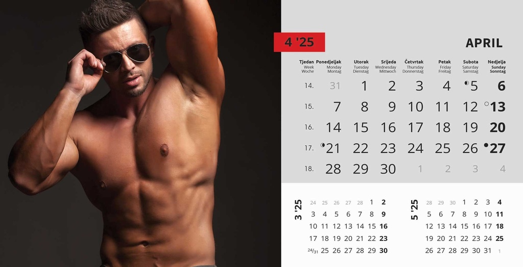 "MASCULINE" 13 list., dim: 20,5x14,5 cm, stolni kalendar, koverta, P/100