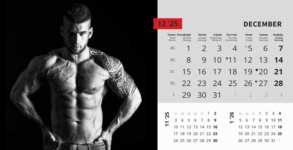 "MASCULINE" 13 list., dim: 20,5x14,5 cm, stolni kalendar, koverta, P/100