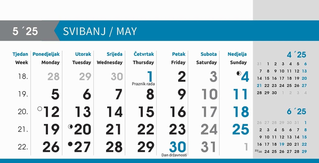 "POSLOVNI SIVO - PLAVI" 13 list., dim: 20,5x14,5 cm, stolni kalendar, koverta, P/100