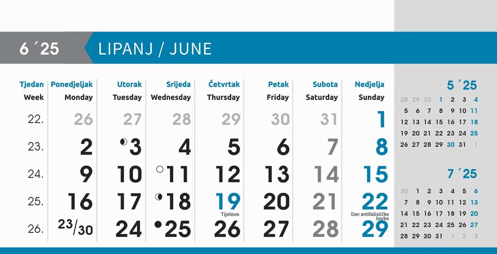 "POSLOVNI SIVO - PLAVI" 13 list., dim: 20,5x14,5 cm, stolni kalendar, koverta, P/100