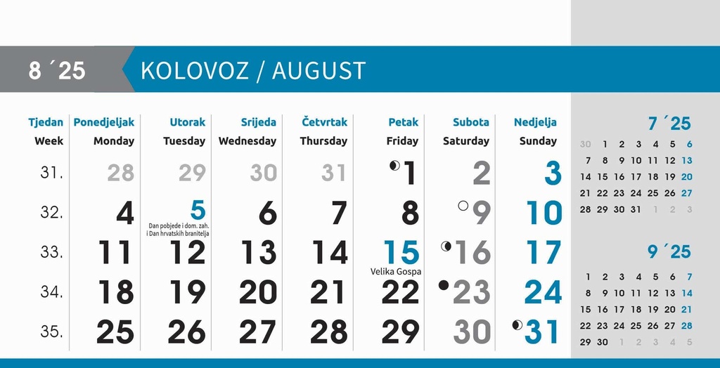 "POSLOVNI SIVO - PLAVI" 13 list., dim: 20,5x14,5 cm, stolni kalendar, koverta, P/100
