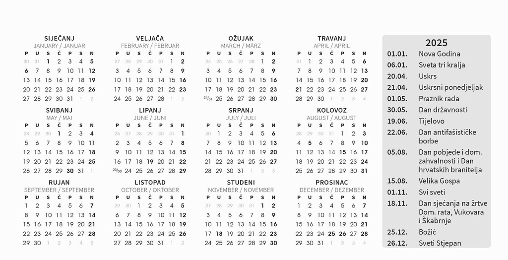 "POSLOVNI SIVO - PLAVI" 13 list., dim: 20,5x14,5 cm, stolni kalendar, koverta, P/100