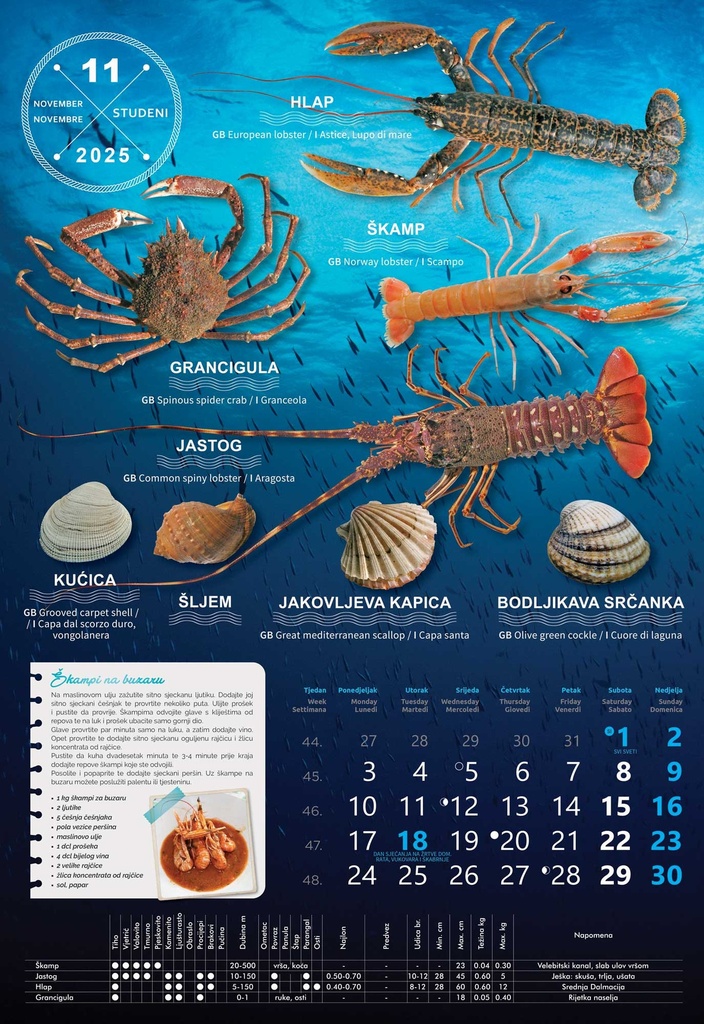 "S RIBARNICE" 13 list., dim: 33x55 cm, PVC vrećica, P/40, color kalendar