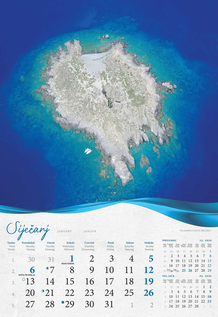 "BISERNA DALMACIJA" 13 list., dim: 33x55 cm, PVC vrećica, P/40, color kalendar