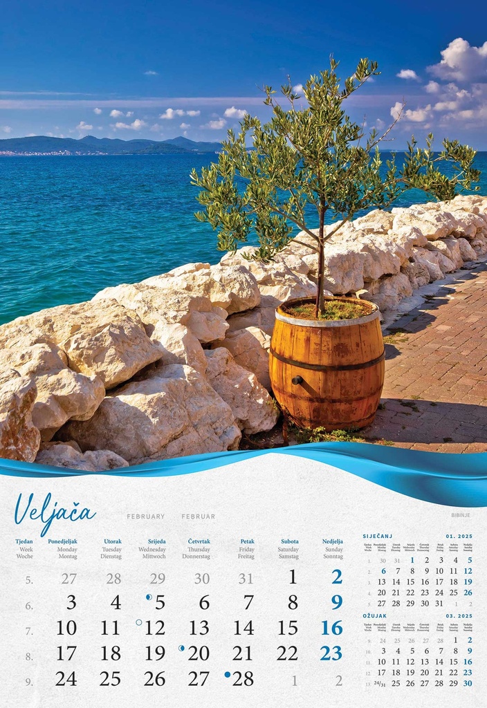 "BISERNA DALMACIJA" 13 list., dim: 33x55 cm, PVC vrećica, P/40, color kalendar