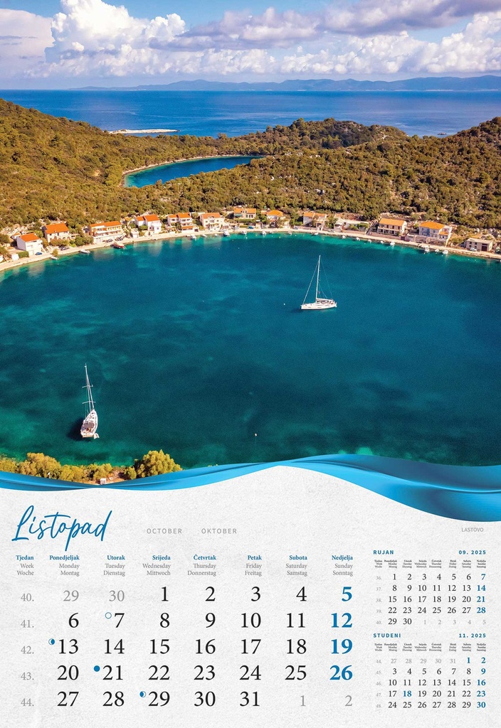 "BISERNA DALMACIJA" 13 list., dim: 33x55 cm, PVC vrećica, P/40, color kalendar