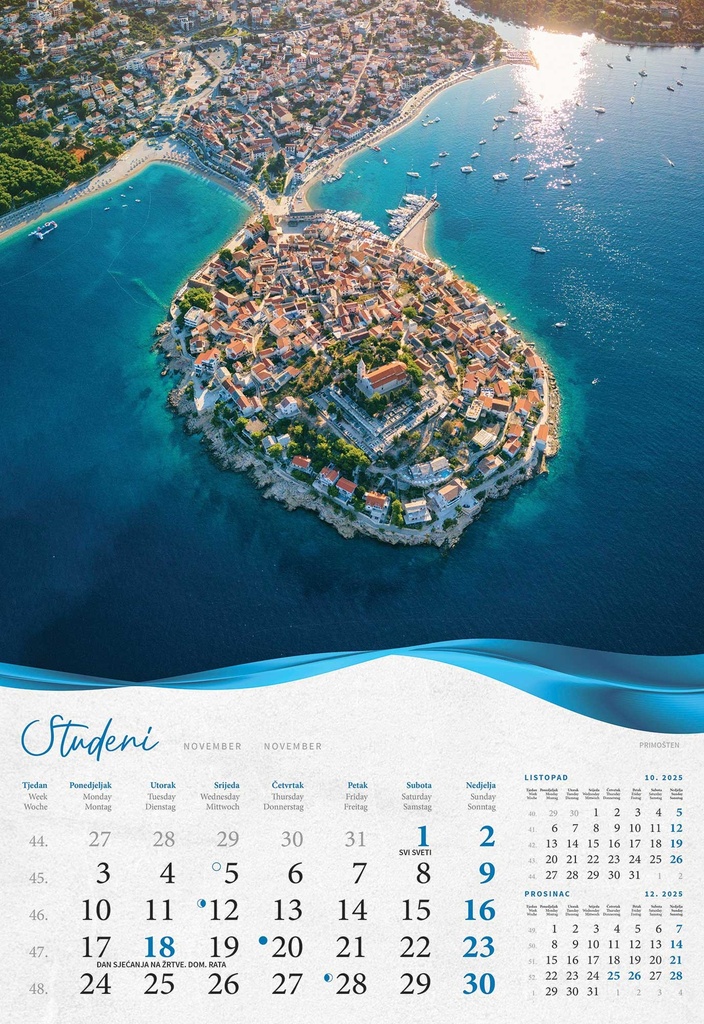 "BISERNA DALMACIJA" 13 list., dim: 33x55 cm, PVC vrećica, P/40, color kalendar
