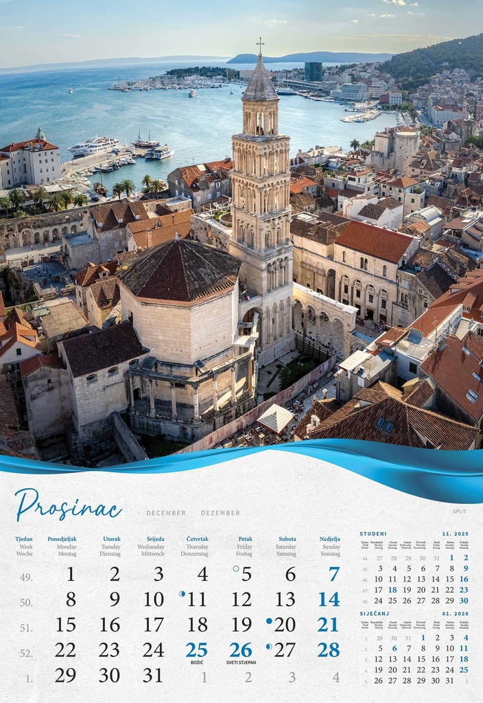 "BISERNA DALMACIJA" 13 list., dim: 33x55 cm, PVC vrećica, P/40, color kalendar