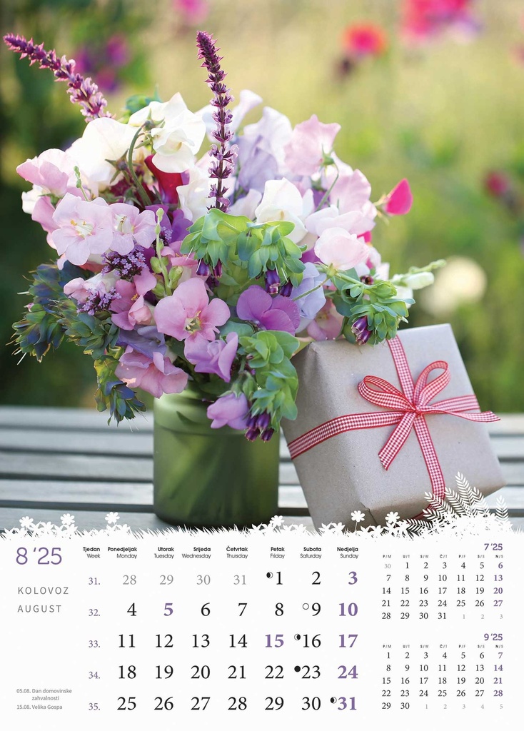 "CVIJEĆE" 13 list., dim: 24x53,5 cm, PVC vrećica, P/50, color kalendar