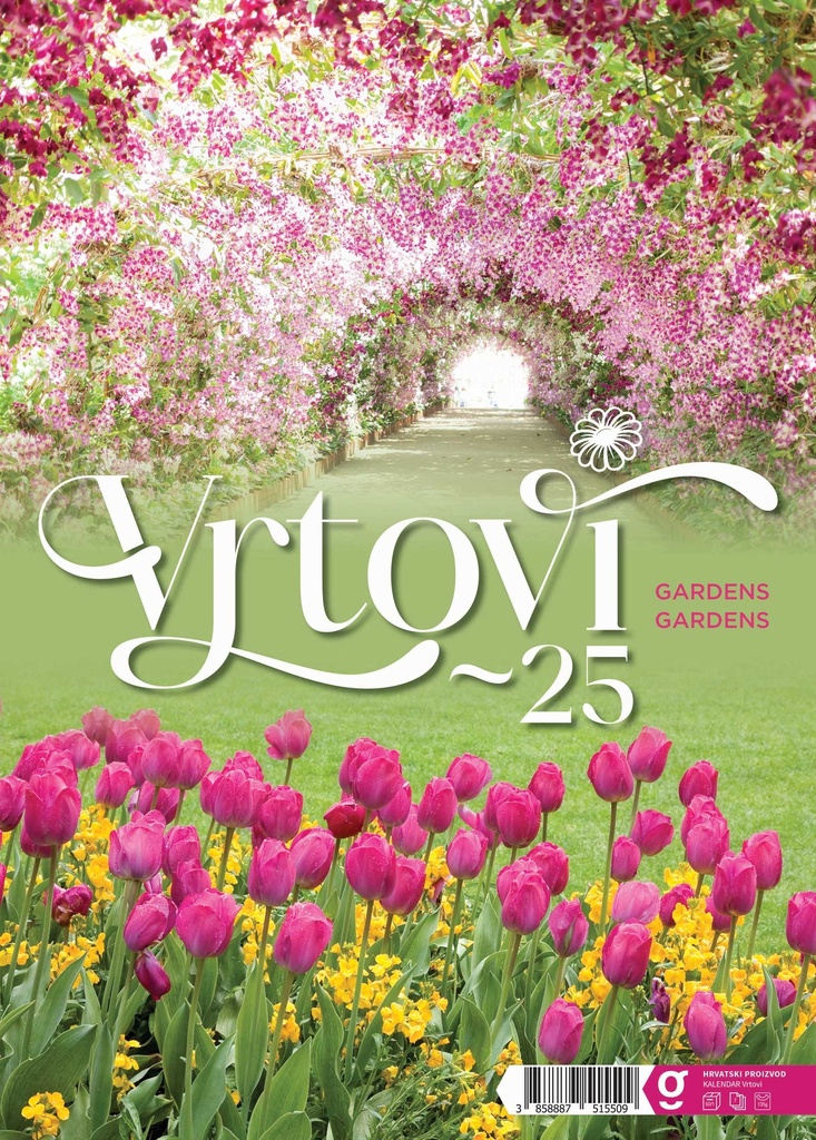 "VRTOVI" 13 list.,  dim: 24x53,5 cm, PVC vrećica, P/50, color kalendar