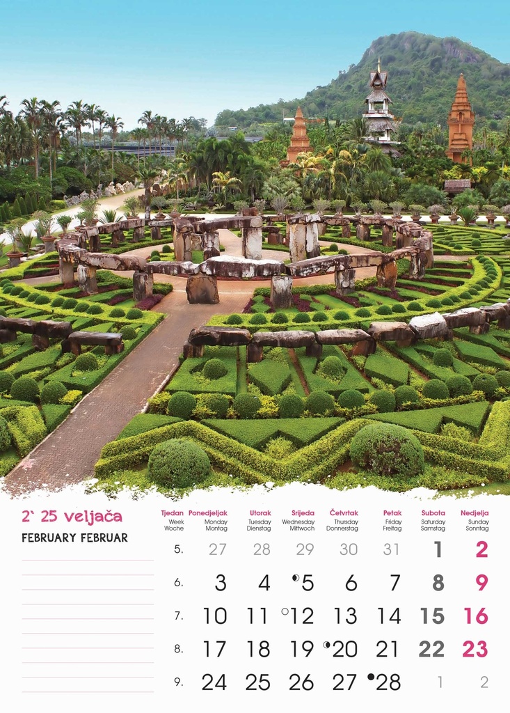 "VRTOVI" 13 list.,  dim: 24x53,5 cm, PVC vrećica, P/50, color kalendar