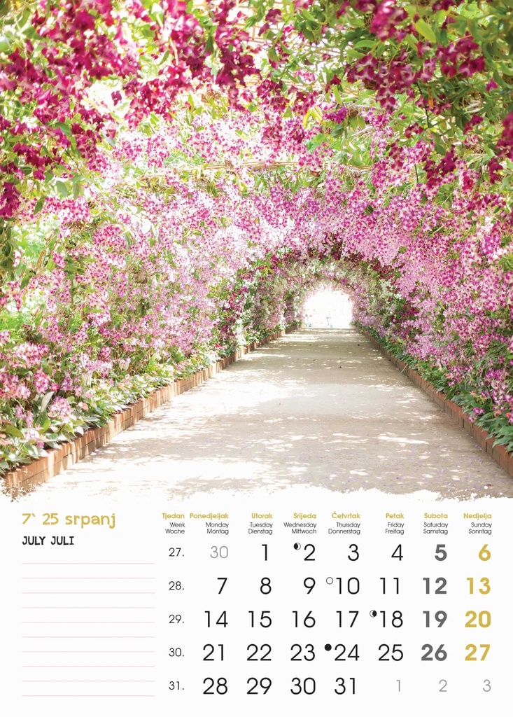 "VRTOVI" 13 list.,  dim: 24x53,5 cm, PVC vrećica, P/50, color kalendar