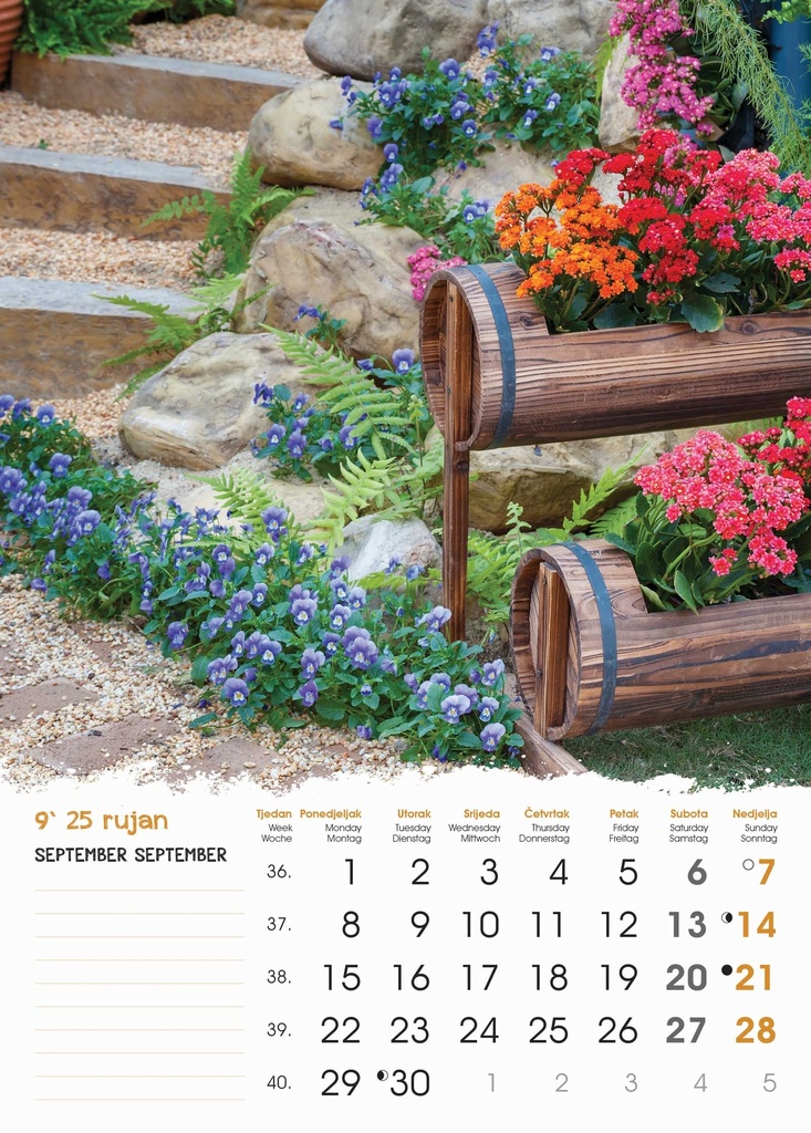 "VRTOVI" 13 list.,  dim: 24x53,5 cm, PVC vrećica, P/50, color kalendar