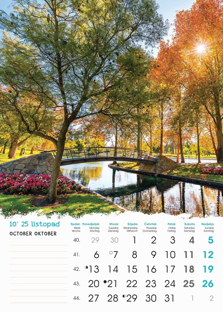 "VRTOVI" 13 list.,  dim: 24x53,5 cm, PVC vrećica, P/50, color kalendar