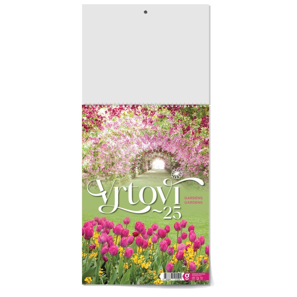 "VRTOVI" 13 list.,  dim: 24x53,5 cm, PVC vrećica, P/50, color kalendar