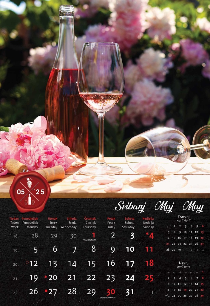 "VINO" 13 list., dim: 33x55 cm, PVC vrećica, P/40, color kalendar