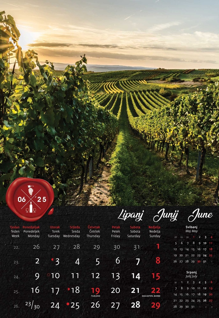 "VINO" 13 list., dim: 33x55 cm, PVC vrećica, P/40, color kalendar