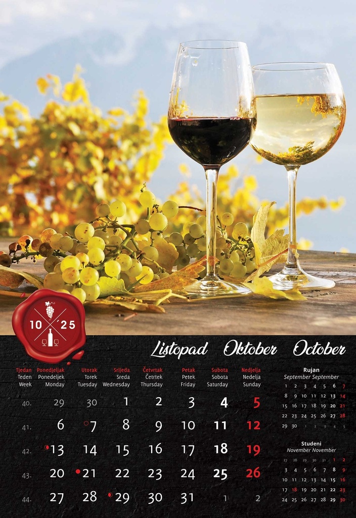 "VINO" 13 list., dim: 33x55 cm, PVC vrećica, P/40, color kalendar