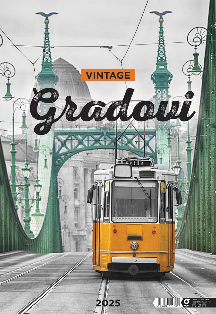"VINTAGE GRADOVI" 13 list., dim: 33x55cm, PVC vrećica, P/40, color kalendar