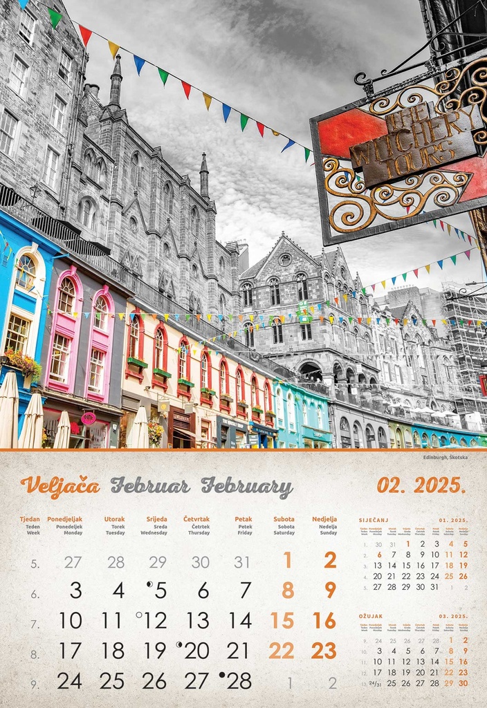 "VINTAGE GRADOVI" 13 list., dim: 33x55cm, PVC vrećica, P/40, color kalendar