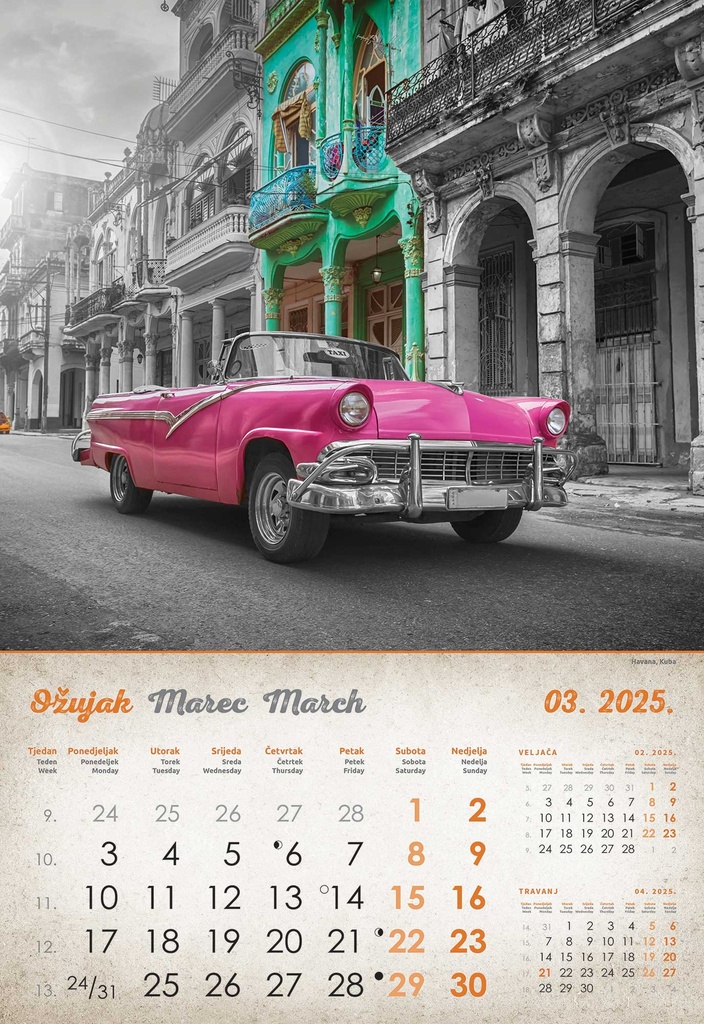 "VINTAGE GRADOVI" 13 list., dim: 33x55cm, PVC vrećica, P/40, color kalendar
