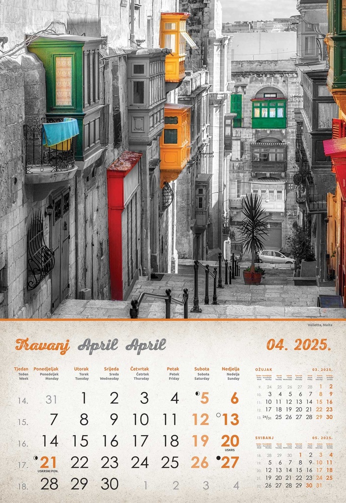 "VINTAGE GRADOVI" 13 list., dim: 33x55cm, PVC vrećica, P/40, color kalendar
