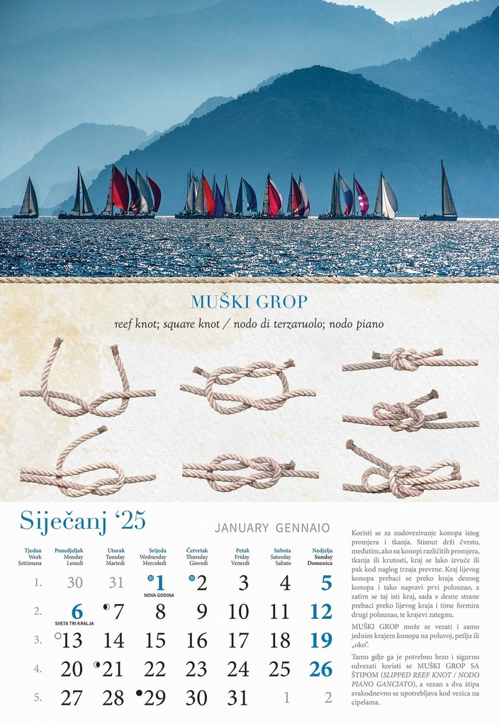 "KALENDAR GROPOVA" 13 list., dim: 33x55 cm, PVC vrećica, P/40, color kalendar