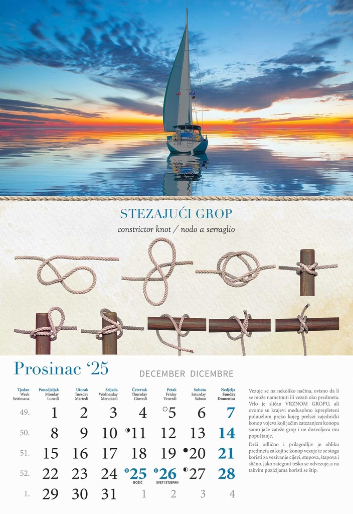 "KALENDAR GROPOVA" 13 list., dim: 33x55 cm, PVC vrećica, P/40, color kalendar
