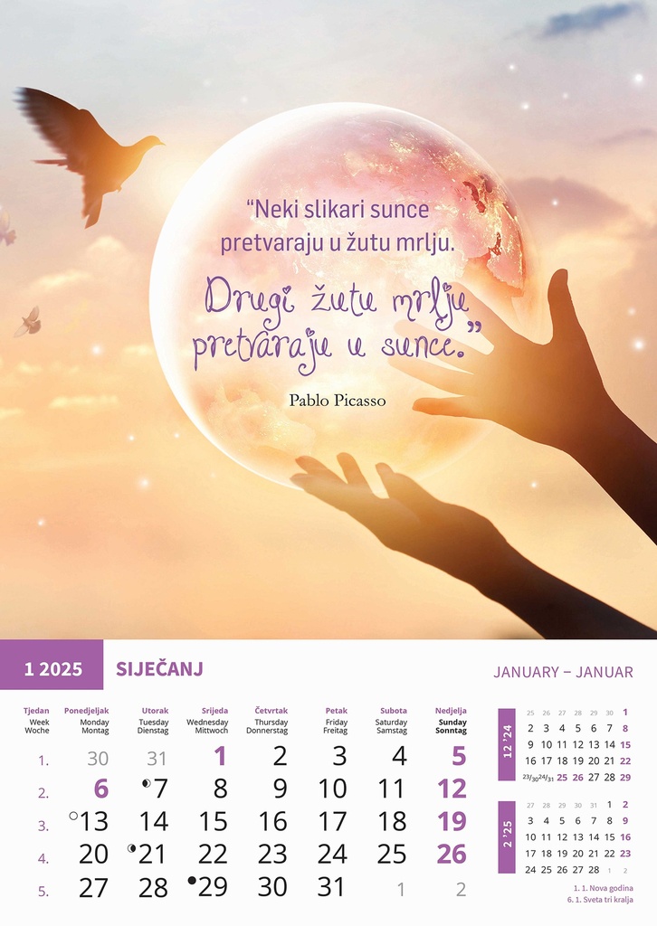 "MOTIVACIJSKI KALENDAR" 13 list., dim: 30,5x50 cm, PVC vrećica, P/50, color kalendar 