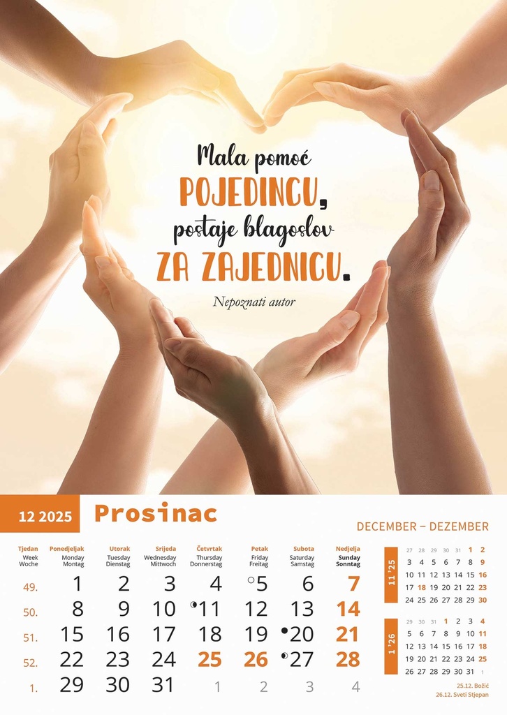 "MOTIVACIJSKI KALENDAR" 13 list., dim: 30,5x50 cm, PVC vrećica, P/50, color kalendar 