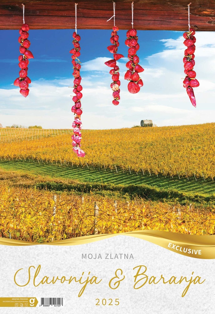 "MOJA ZLATNA SLAVONIJA i BARANJA"  13 list., dim: 33x55 cm, PVC vrećica, P/40, color kalendar