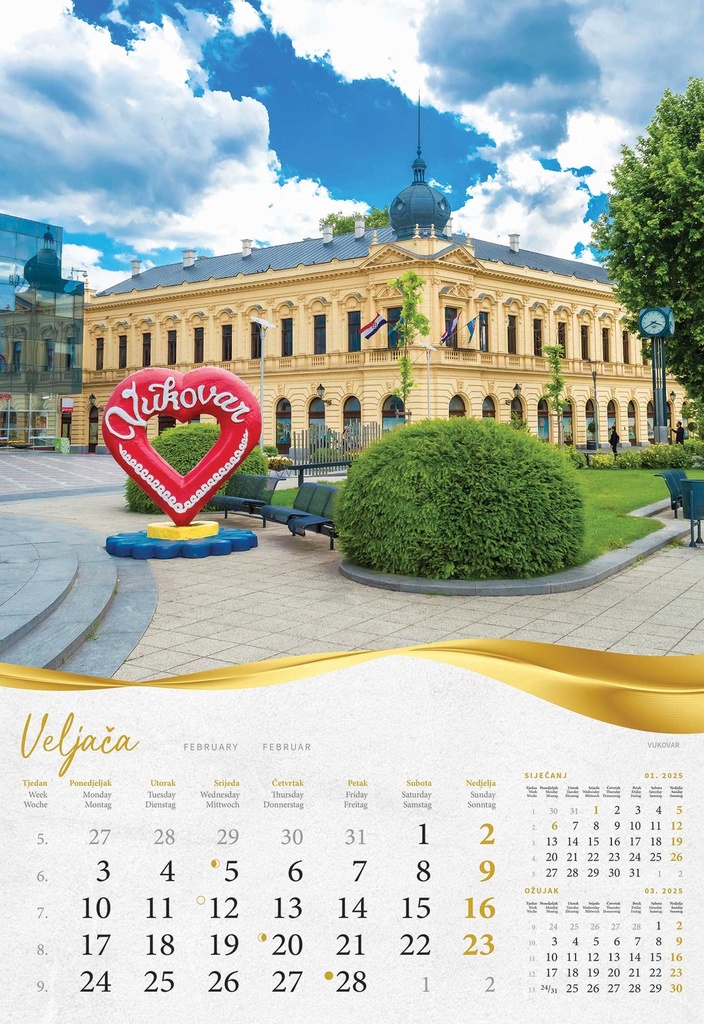 "MOJA ZLATNA SLAVONIJA i BARANJA"  13 list., dim: 33x55 cm, PVC vrećica, P/40, color kalendar