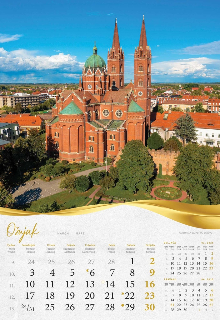 "MOJA ZLATNA SLAVONIJA i BARANJA"  13 list., dim: 33x55 cm, PVC vrećica, P/40, color kalendar