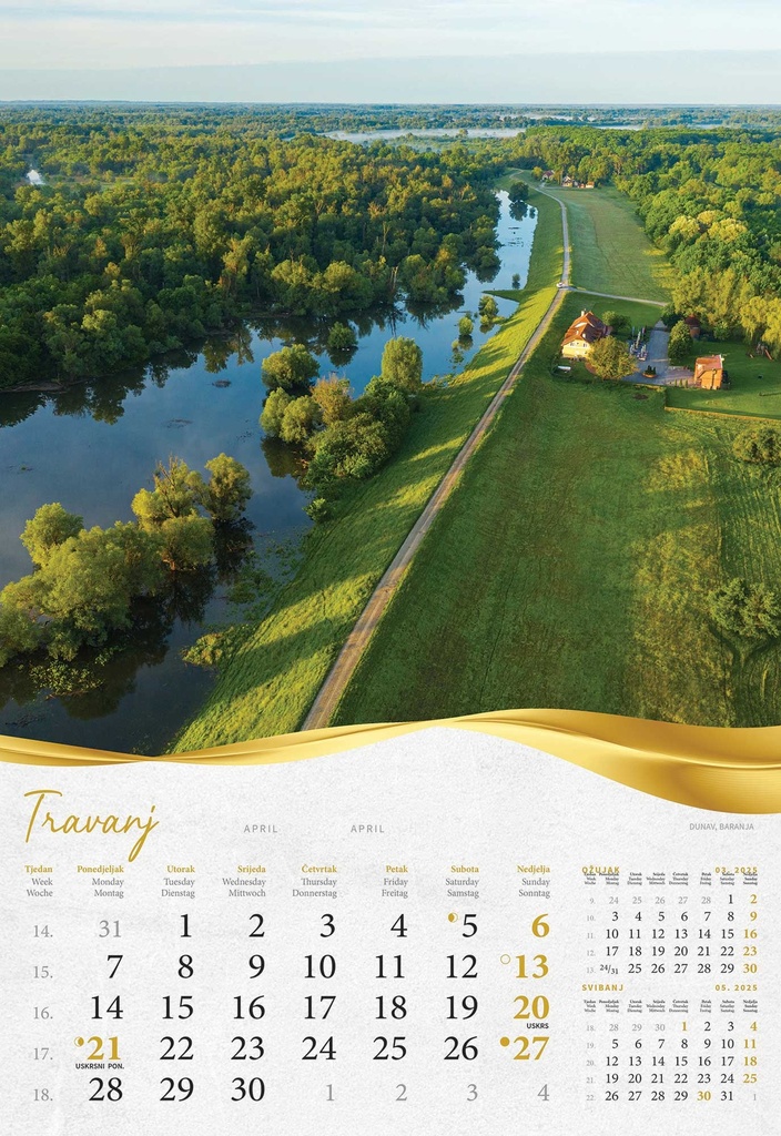 "MOJA ZLATNA SLAVONIJA i BARANJA"  13 list., dim: 33x55 cm, PVC vrećica, P/40, color kalendar