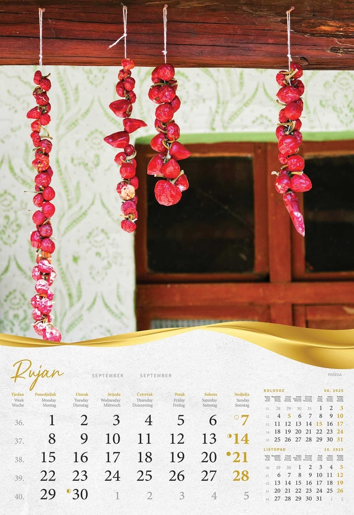 "MOJA ZLATNA SLAVONIJA i BARANJA"  13 list., dim: 33x55 cm, PVC vrećica, P/40, color kalendar