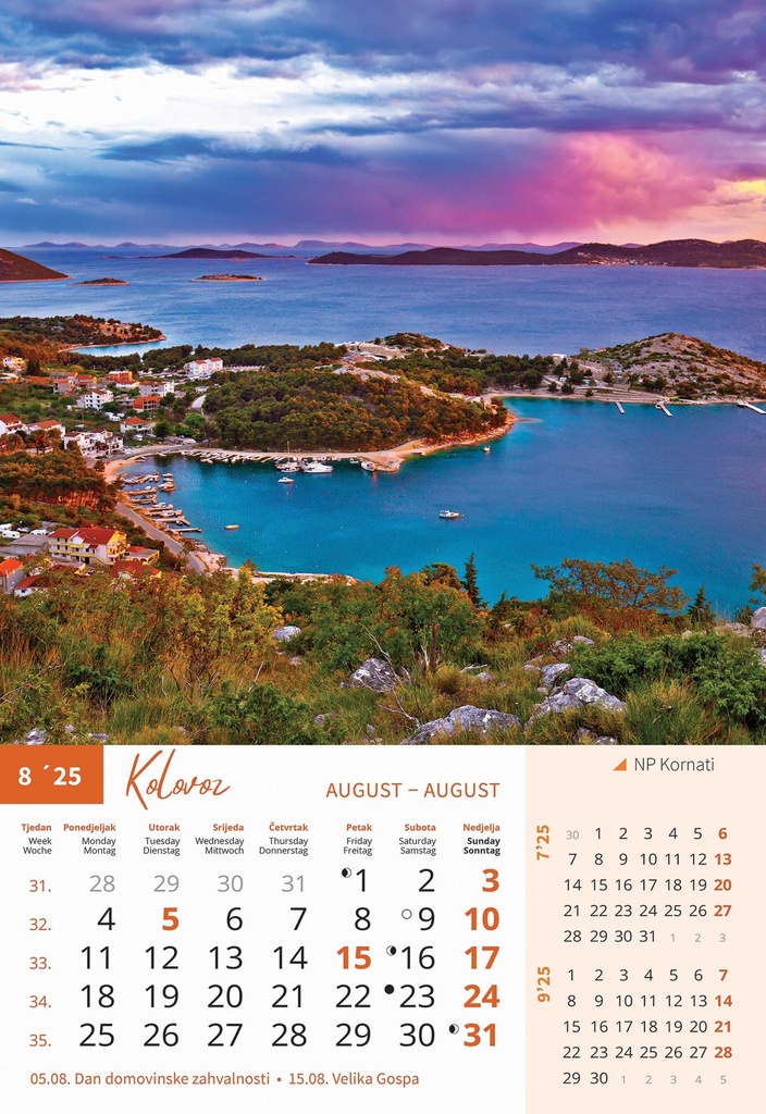 "NACIONALNI PARKOVI HRVATSKE" 13 list., dim: 33x55 cm, PVC vrećica, P/40, color kalendar