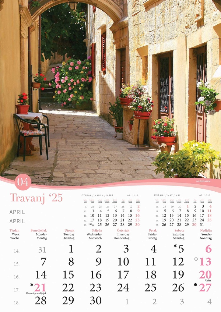 "ROMANTIČNA HRVATSKA" 13 list., dim: 30,5x50 cm, PVC vrećica, P/50, color kalendar