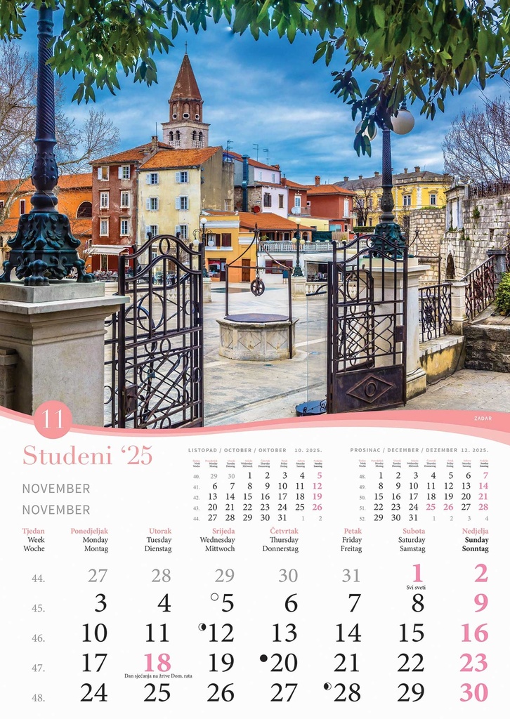 "ROMANTIČNA HRVATSKA" 13 list., dim: 30,5x50 cm, PVC vrećica, P/50, color kalendar