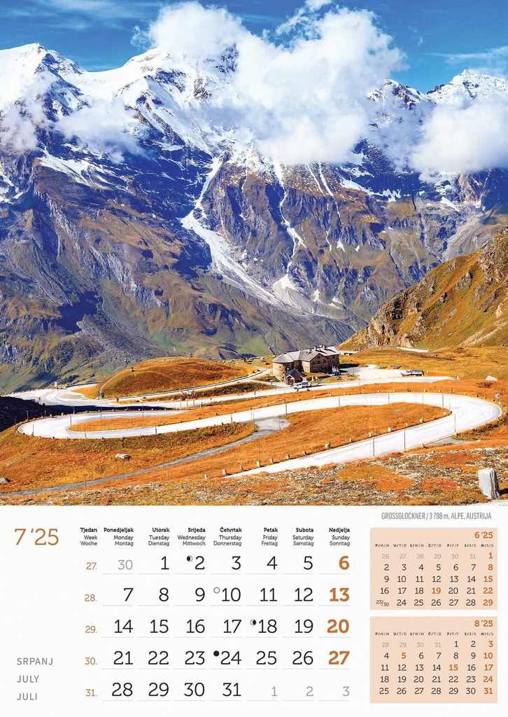 "VRHOVI SVIJETA" 13 list., dim: 30,5x50 cm, PVC vrećica, P/50, color kalendar 